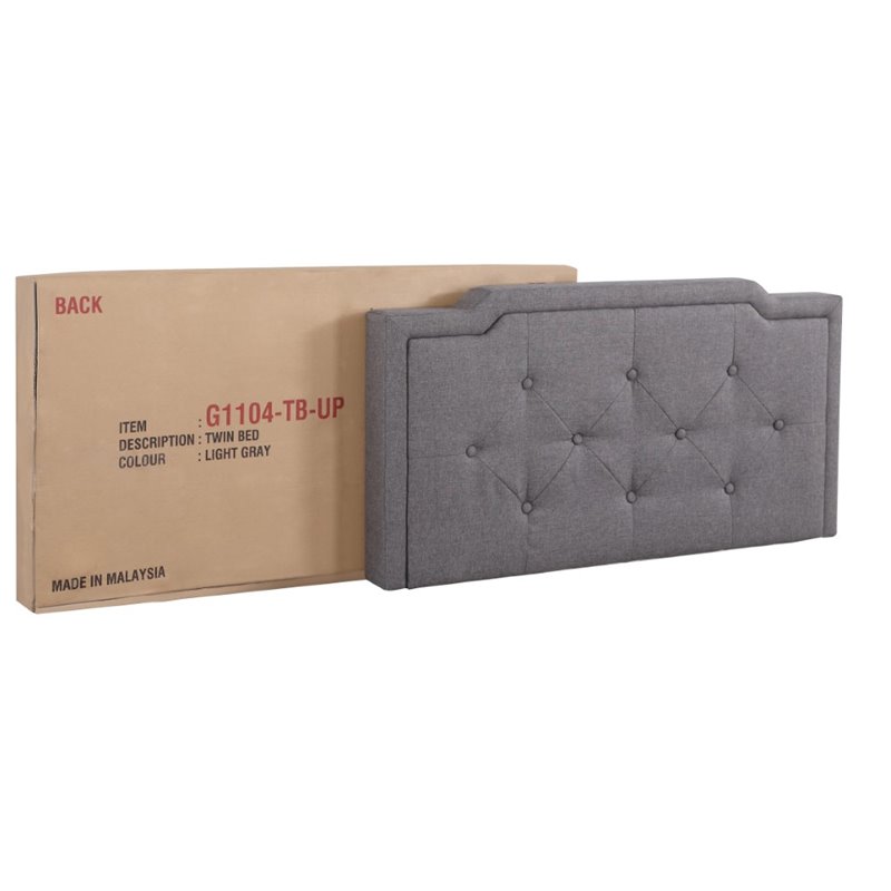 Glory Furniture Deb Fabric Upholstered Twin Bed in Gray