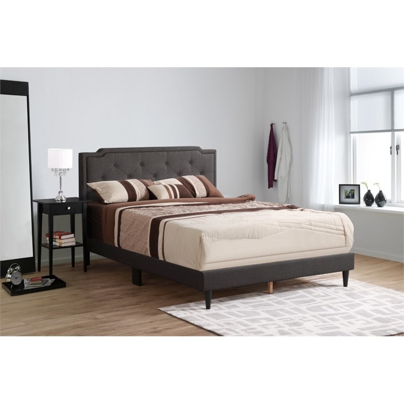 Glory Furniture Deb Fabric Upholstered Queen Bed in Black