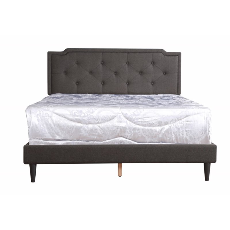 Glory Furniture Deb Fabric Upholstered Queen Bed in Black
