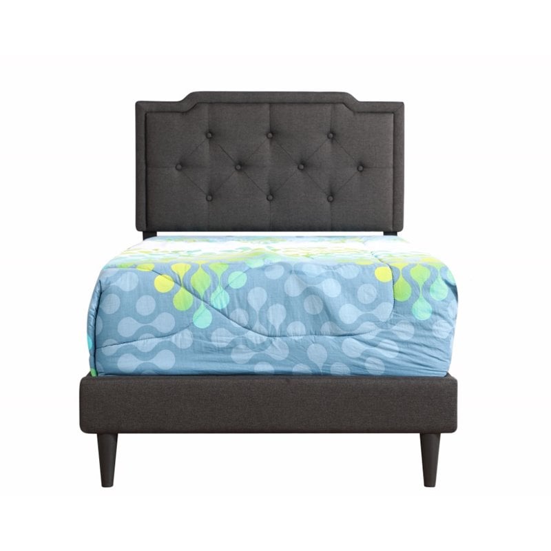 Glory Furniture Deb Fabric Upholstered Twin Bed in Black