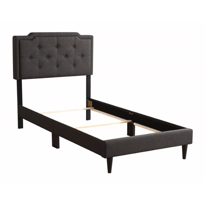Glory Furniture Deb Fabric Upholstered Twin Bed in Black