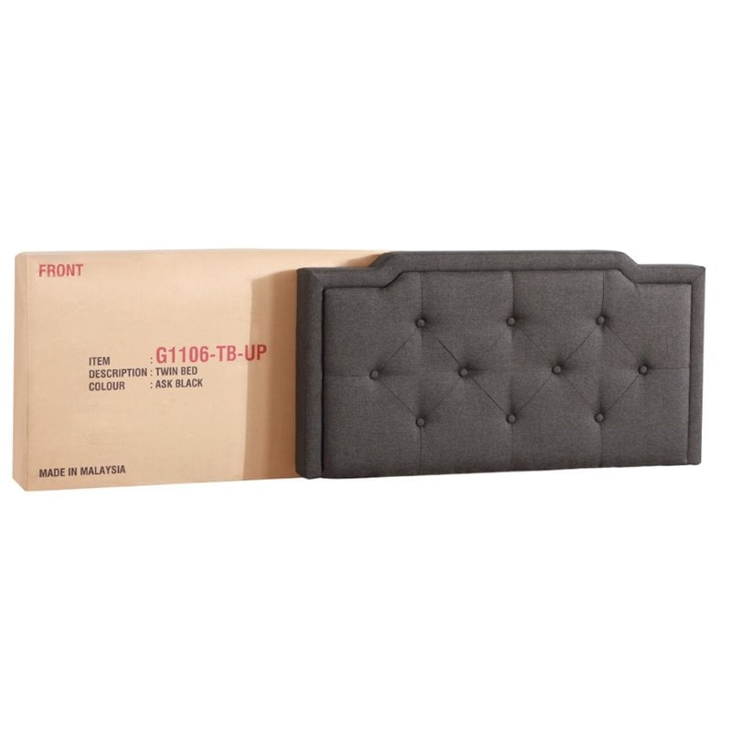 Glory Furniture Deb Fabric Upholstered Twin Bed in Black