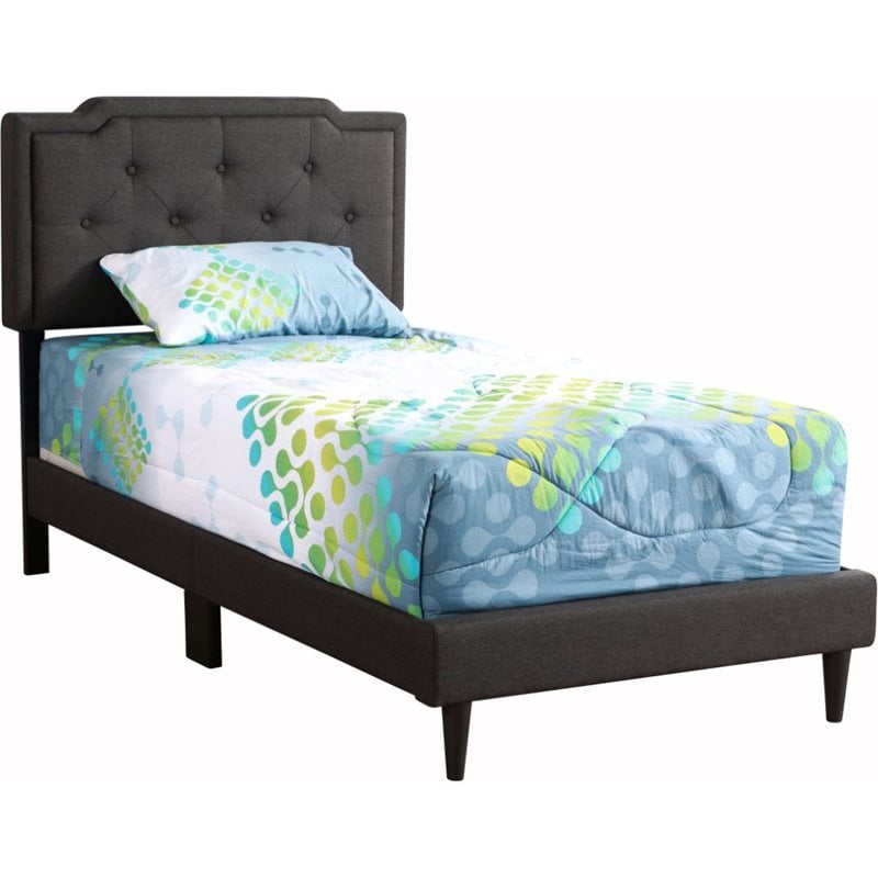 Glory Furniture Deb Fabric Upholstered Twin Bed in Black