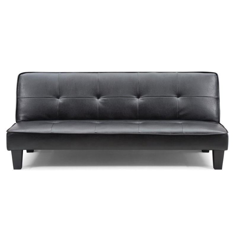 Glory Furniture Alan Faux Leather Sleeper Sofa in Black