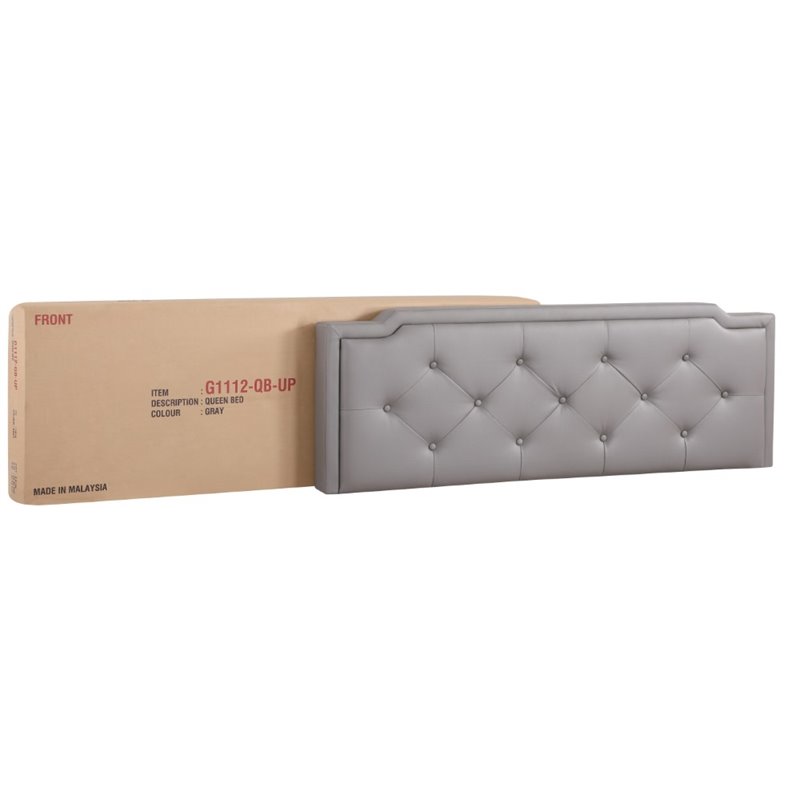 Glory Furniture Deb Faux Leather Upholstered Full Bed in Light Gray