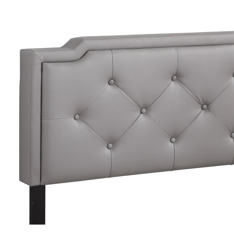 Glory Furniture Deb Faux Leather Upholstered Queen Bed in Light Gray