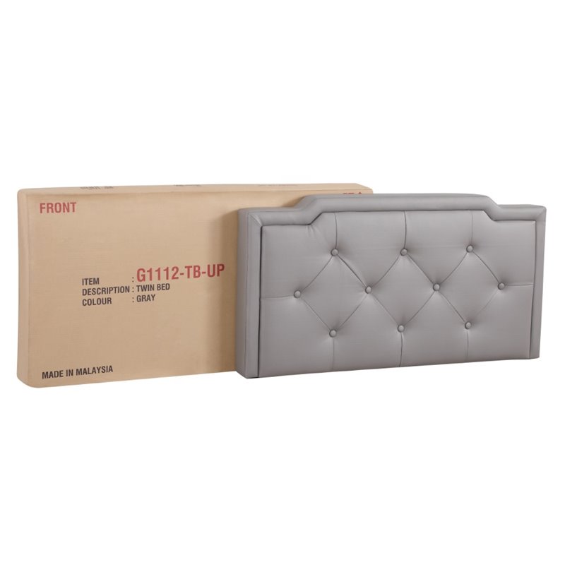 Glory Furniture Deb Faux Leather Upholstered Twin Bed in Light Gray