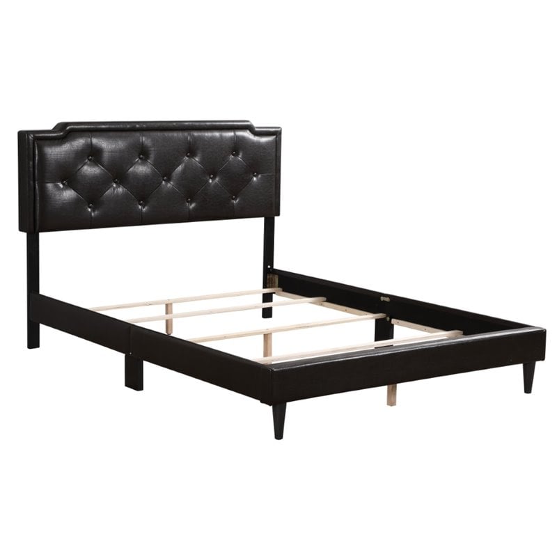 Glory Furniture Deb Faux Leather Upholstered Full Bed in Cappuccino
