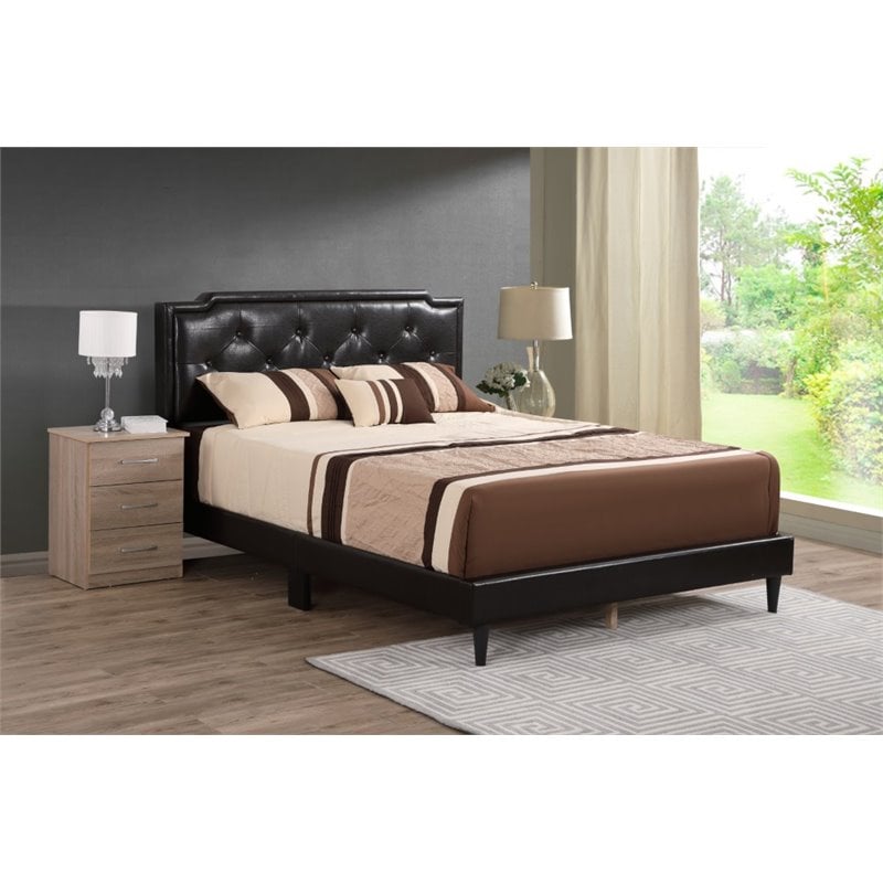 Glory Furniture Deb Faux Leather Upholstered Queen Bed in Cappuccino
