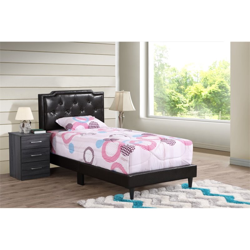 Glory Furniture Deb Faux Leather Upholstered Twin Bed in Cappuccino