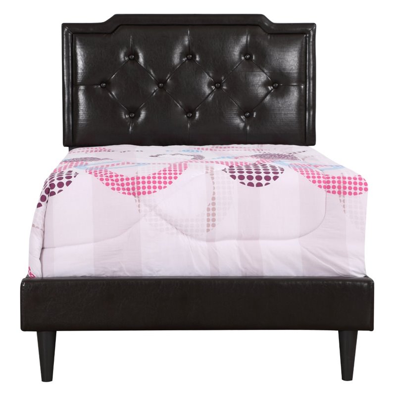 Glory Furniture Deb Faux Leather Upholstered Twin Bed in Cappuccino