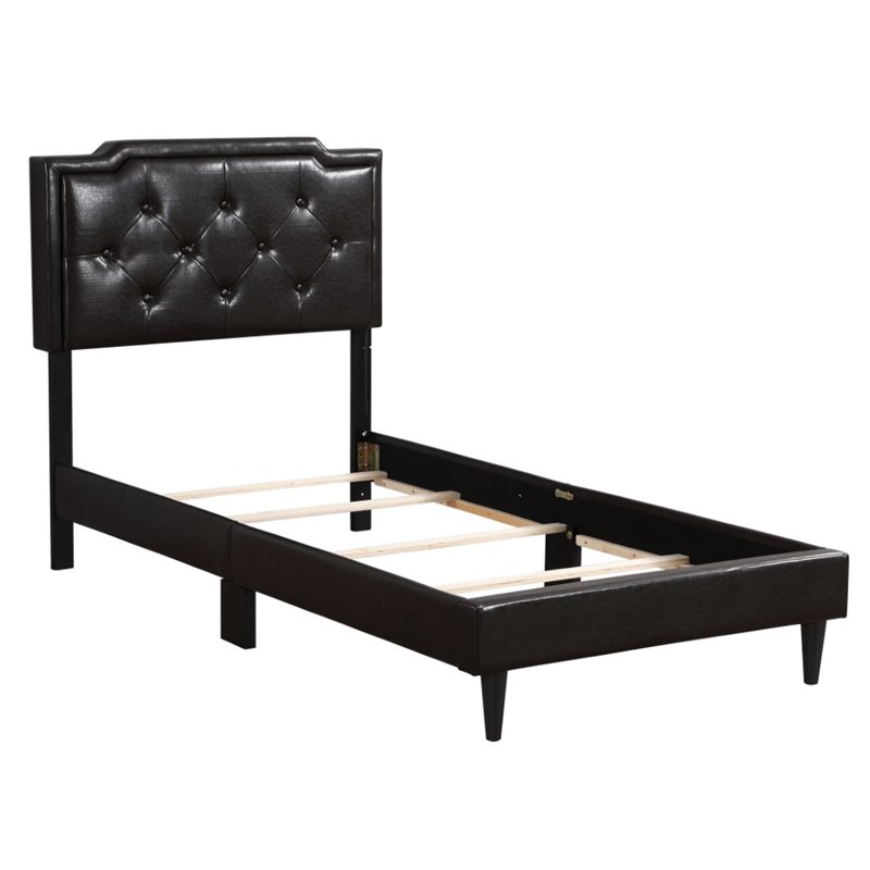 Glory Furniture Deb Faux Leather Upholstered Twin Bed in Cappuccino