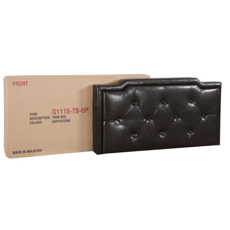 Glory Furniture Deb Faux Leather Upholstered Twin Bed in Cappuccino