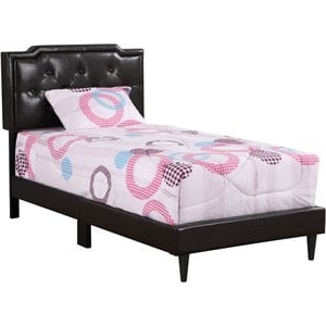 Glory Furniture Deb Faux Leather Upholstered Twin Bed in Cappuccino