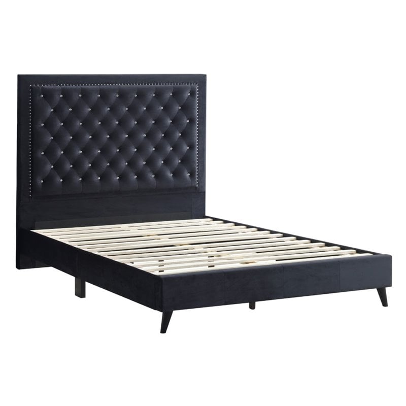 Glory Furniture Alba Velvet Upholstered King Bed in Black