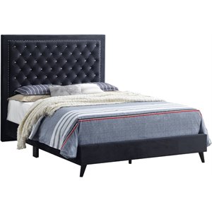 Glory Furniture Alba Velvet Upholstered King Bed in Black