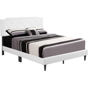 Glory Furniture Deb Faux Leather Upholstered Full Bed in White