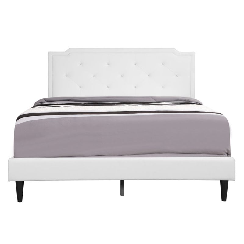 Glory Furniture Deb Faux Leather Upholstered Queen Bed in White