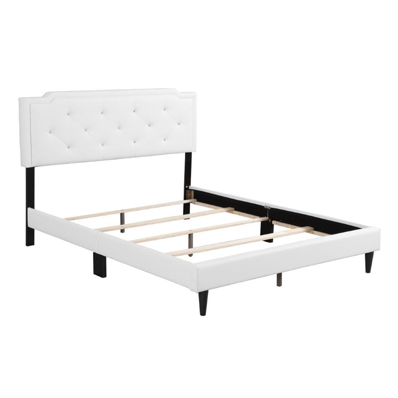 Glory Furniture Deb Faux Leather Upholstered Queen Bed in White