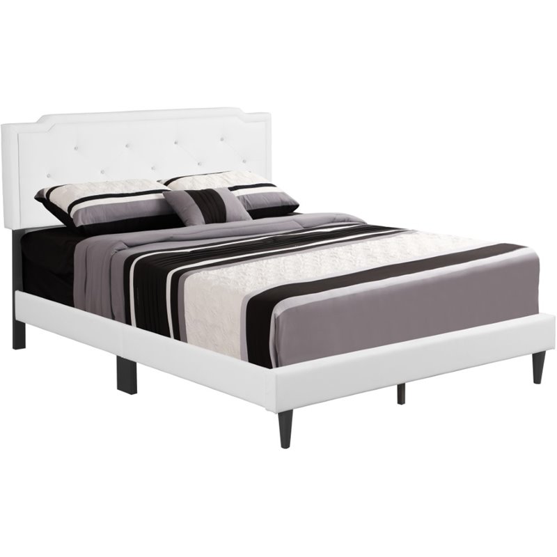 Glory Furniture Deb Faux Leather Upholstered Queen Bed in White