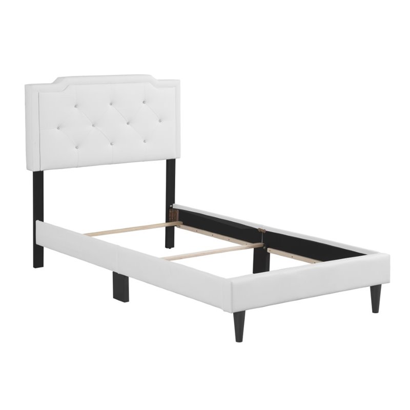 Glory Furniture Deb Faux Leather Upholstered Twin Bed in White
