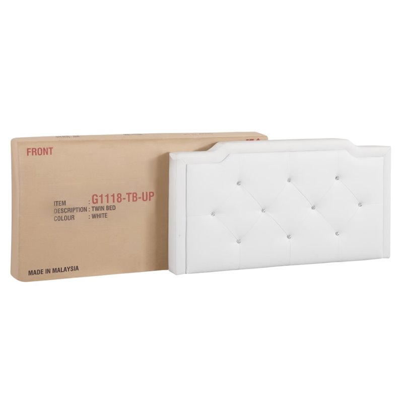 Glory Furniture Deb Faux Leather Upholstered Twin Bed in White