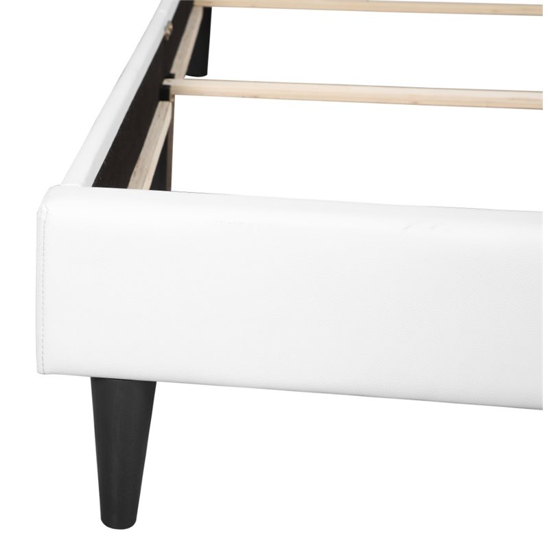 Glory Furniture Deb Faux Leather Upholstered Twin Bed in White