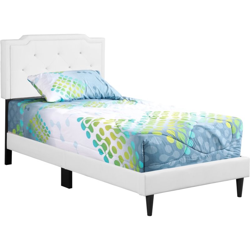 Glory Furniture Deb Faux Leather Upholstered Twin Bed in White