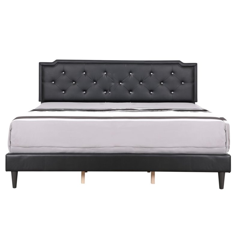 Glory Furniture Deb Velvet Upholstered King Bed in Black