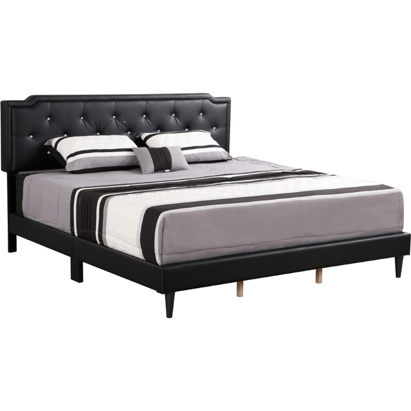 Glory Furniture Deb Velvet Upholstered King Bed in Black