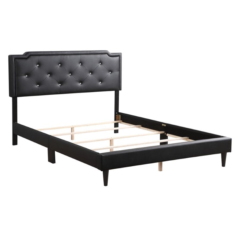 Glory Furniture Deb Velvet Upholstered Queen Bed in Black