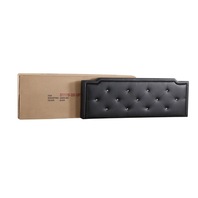 Glory Furniture Deb Velvet Upholstered Queen Bed in Black