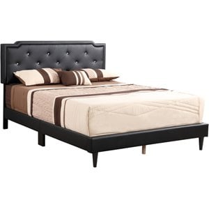 Glory Furniture Deb Velvet Upholstered Queen Bed in Black