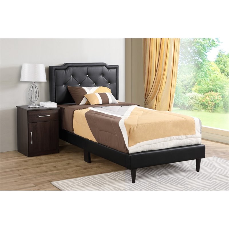 Glory Furniture Deb Velvet Upholstered Twin Bed in Black