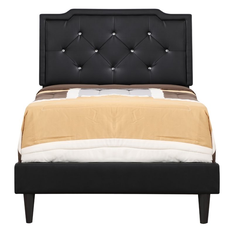 Glory Furniture Deb Velvet Upholstered Twin Bed in Black