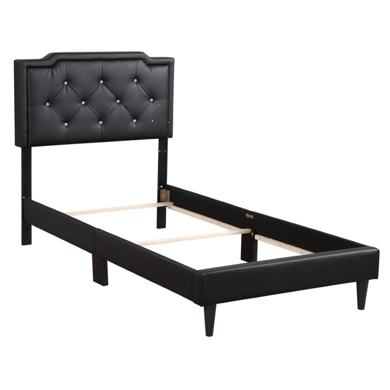 Glory Furniture Deb Velvet Upholstered Twin Bed in Black