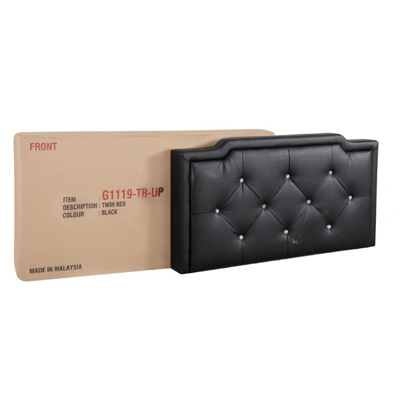 Glory Furniture Deb Velvet Upholstered Twin Bed in Black