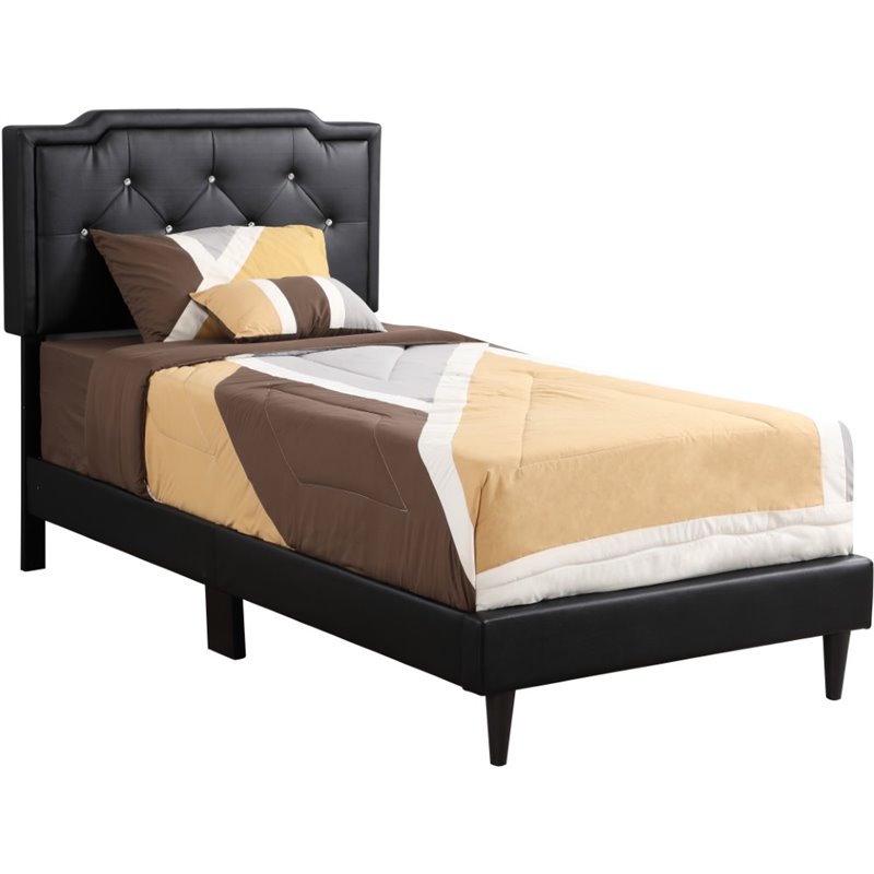 Glory Furniture Deb Velvet Upholstered Twin Bed in Black
