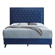 Glory Furniture Alba Velvet Upholstered King Bed in Navy Blue