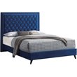 Glory Furniture Alba Velvet Upholstered King Bed in Navy Blue