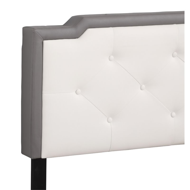 Glory Furniture Deb Faux Leather Upholstered Full Bed in Gray and White