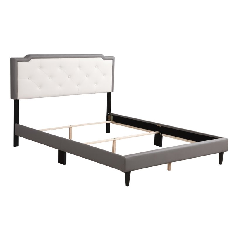 Glory Furniture Deb Faux Leather Upholstered Queen Bed in Light Gray