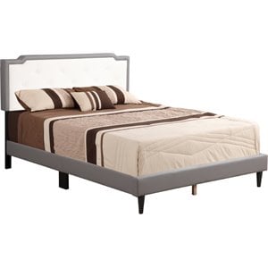Glory Furniture Deb Faux Leather Upholstered Queen Bed in Light Gray