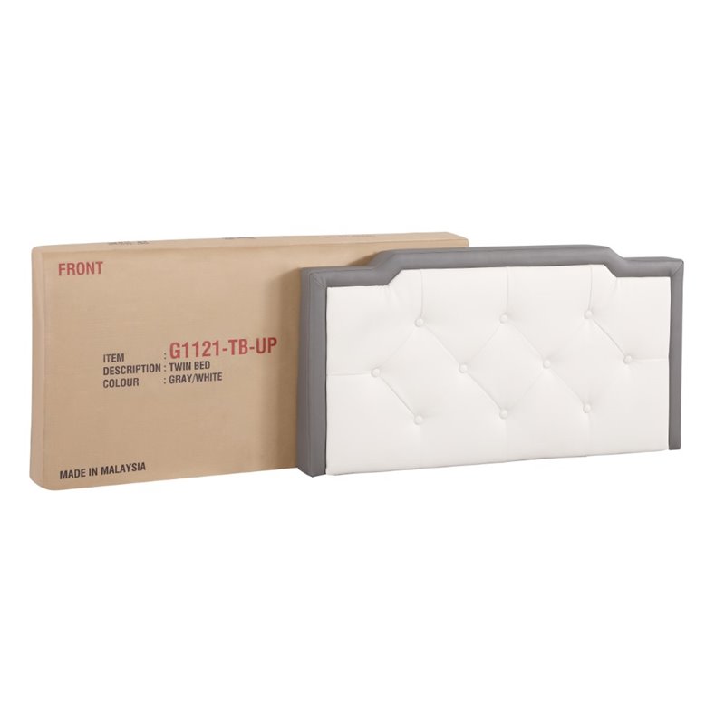 Glory Furniture Deb Faux Leather Upholstered Twin Bed in Light Gray