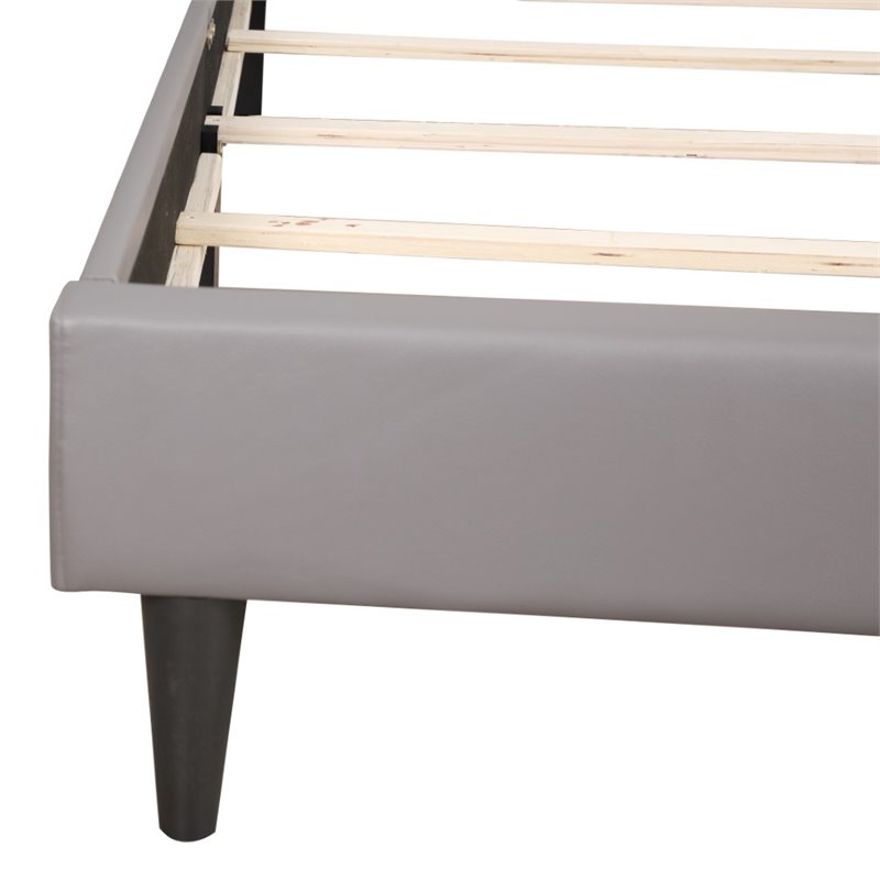 Glory Furniture Deb Faux Leather Upholstered Twin Bed in Light Gray