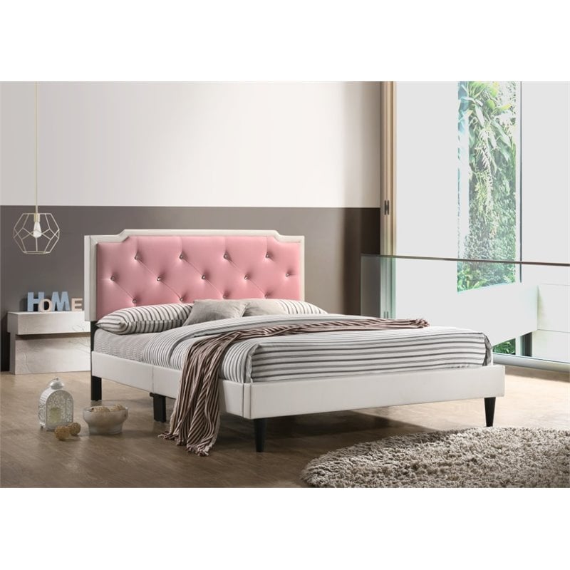Glory Furniture Deb Faux Leather Upholstered Full Bed in White