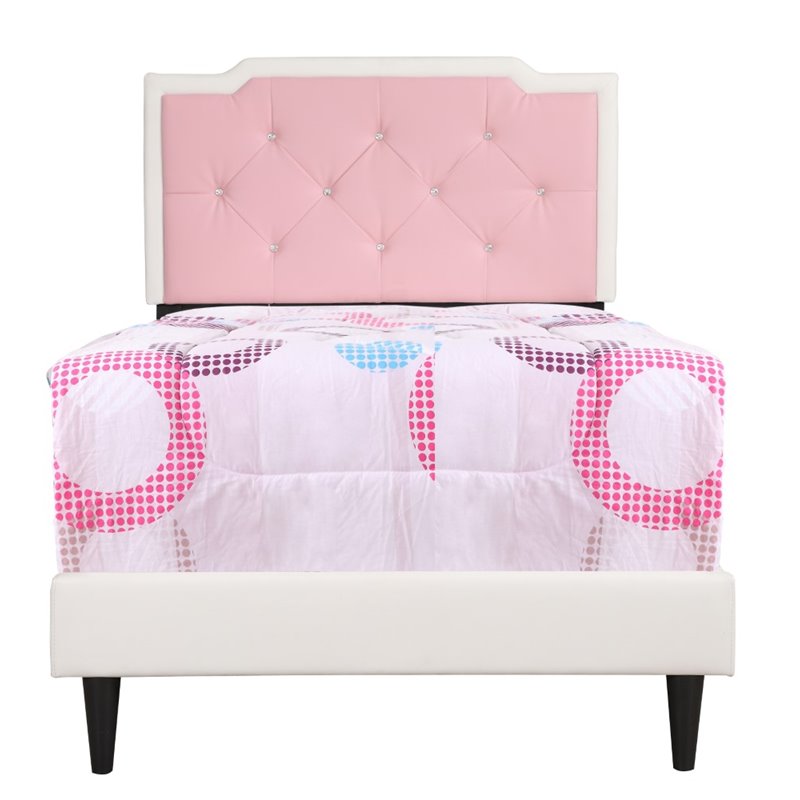 Glory Furniture Deb Faux Leather Upholstered Twin Bed in White