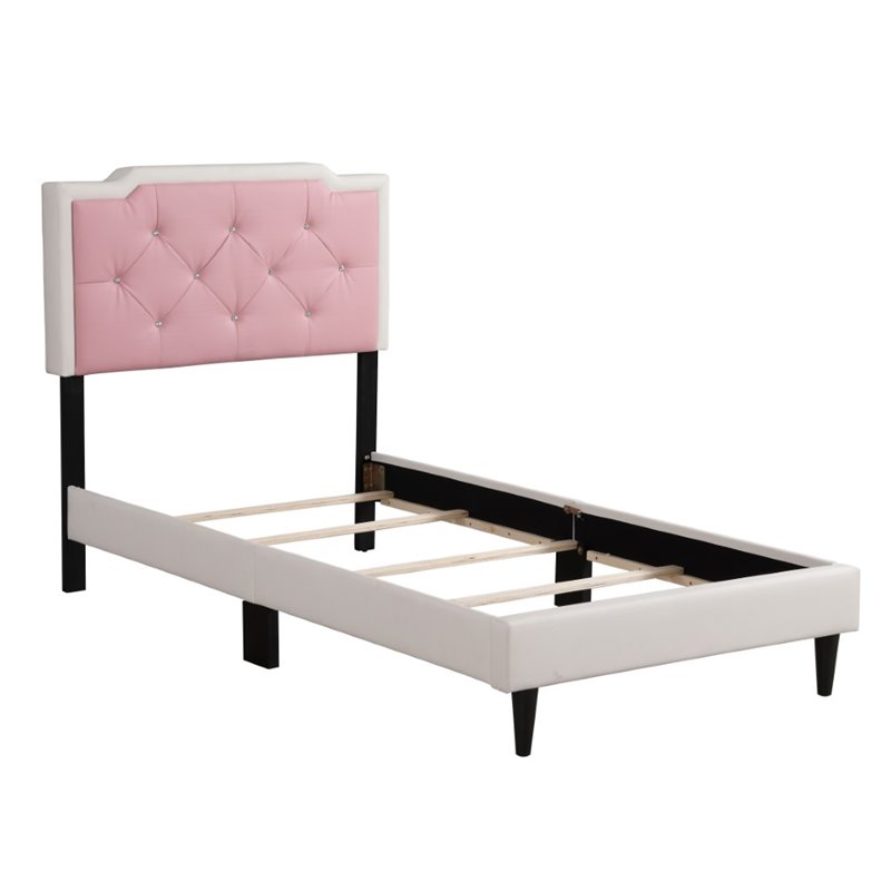 Glory Furniture Deb Faux Leather Upholstered Twin Bed in White