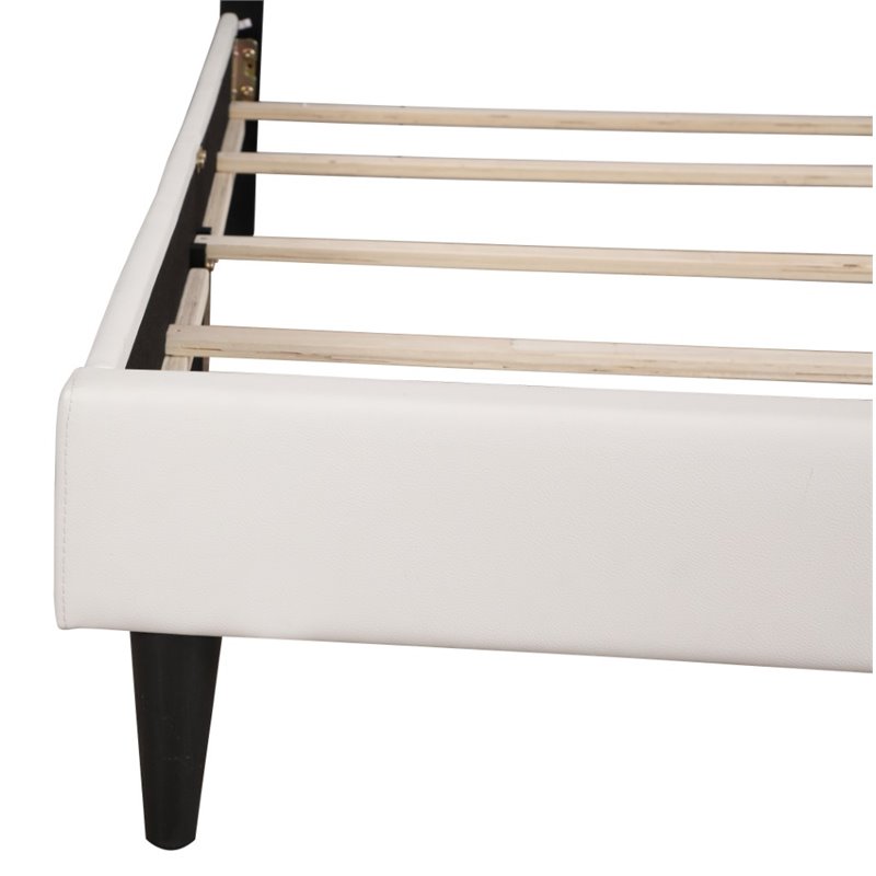 Glory Furniture Deb Faux Leather Upholstered Twin Bed in White