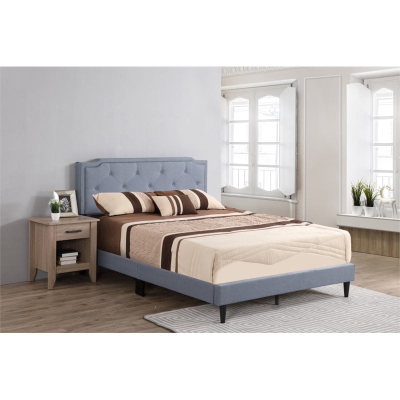 Glory Furniture Deb Fabric Upholstered Full Bed in Blue